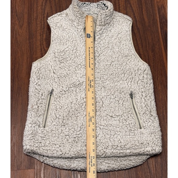 Thread & Supply Sherpa Vest Women's Medium Ivory White Gray Soft Cozy - Picture 7 of 16